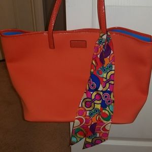 Orange coach bag and scarf